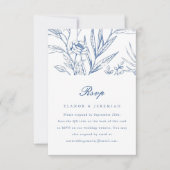 Beautiful Blue Floral Wedding RSVP mit QR Code Karte (Vorderseite)