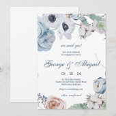 Beautiful Blue Florals Verlobung Einladung (Vorne/Hinten)