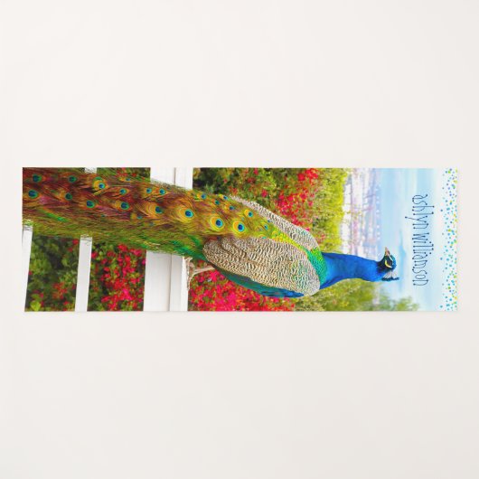 Beautiful Blue Green Peacock Stilvoller Individuel Yogamatte (Vorderseite (Horizontal))