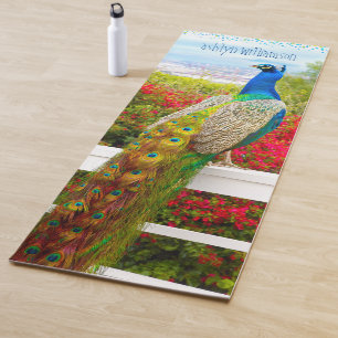 Beautiful Blue Green Peacock Stilvoller Individuel Yogamatte