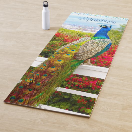 Beautiful Blue Green Peacock Stilvoller Individuel Yogamatte (Beispiel)