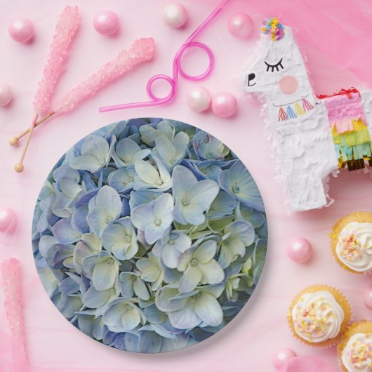 Beautiful Blue Hydrangea Blume Foto Pappteller (Party)