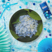 Beautiful Blue Hydrangea Floral Foto Pappteller (Party)