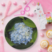 Beautiful Blue Hydrangea Floral Foto Pappteller (Party)