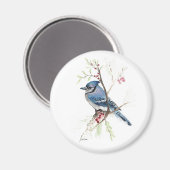 Beautiful Blue Jay Watercolor Magnet (Vorderseite/Rückseite)