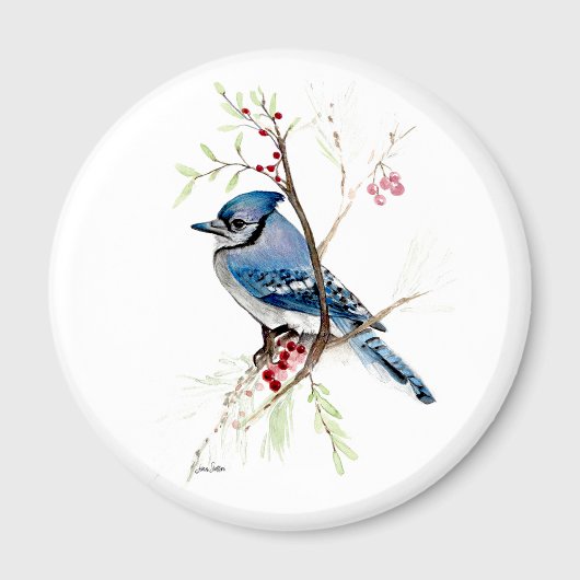Beautiful Blue Jay Watercolor Magnet