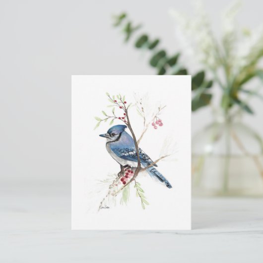 Beautiful Blue Jay Watercolor Note Card (Stehend Vorderseite)