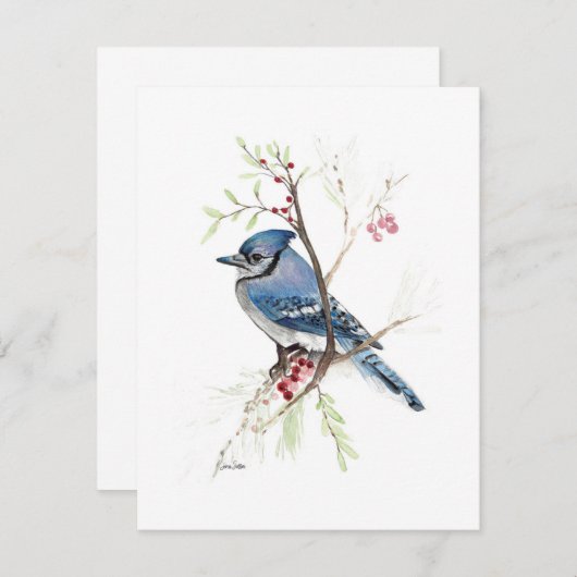 Beautiful Blue Jay Watercolor Note Card (Vorne/Hinten)