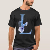Beautiful Blue L Letter Blume Ursprünglicher Blume T-Shirt (Vorderseite)