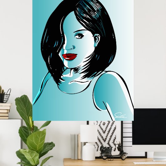 Beautiful Blue Lady Poster (Heimbüro)