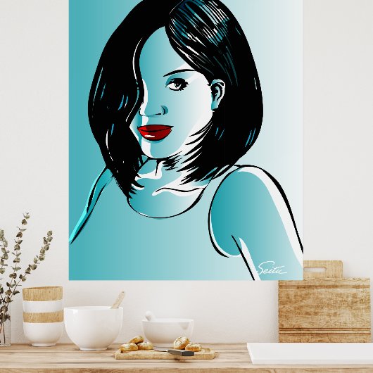 Beautiful Blue Lady Poster (Küche)