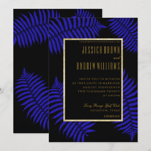 Beautiful Blue Leaf Bracken Wedding Einladung