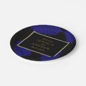 Beautiful Blue Leaf Bracken Wedding Pappteller (Schrägansicht)