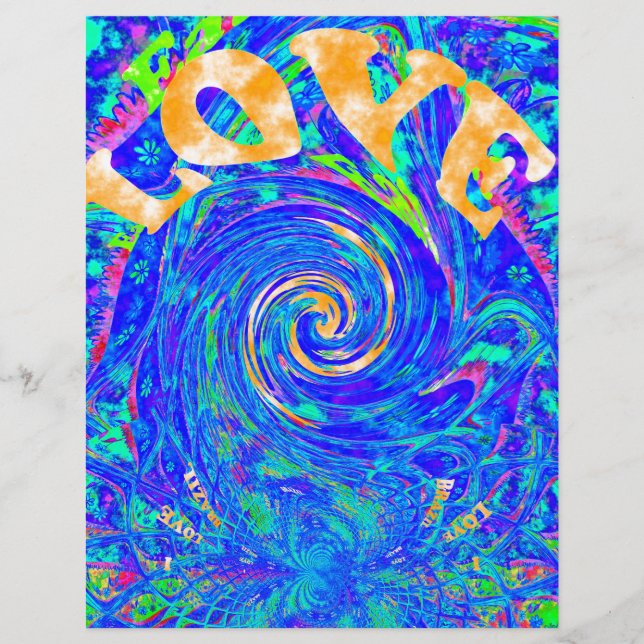 Beautiful Blue Liebe Print Flash Vektor Kunst (Vorderseite)