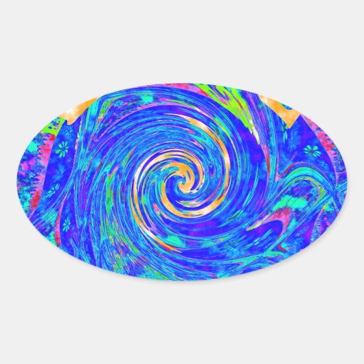 Beautiful Blue Liebe Print Flash Vektor Kunst Ovaler Aufkleber (Vorderseite)
