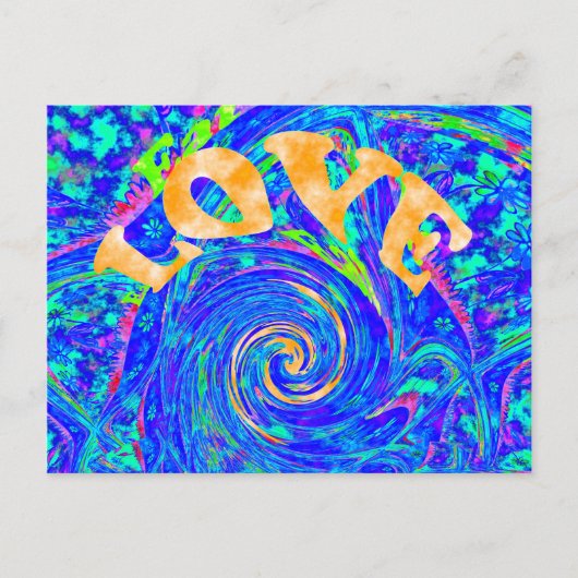 Beautiful Blue Liebe Print Flash Vektor Kunst Postkarte (Vorderseite)