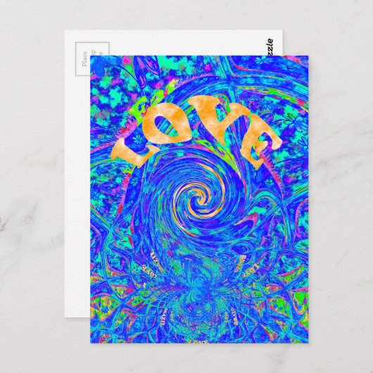 Beautiful Blue Liebe Print Flash Vektor Kunst Postkarte (Vorne/Hinten)