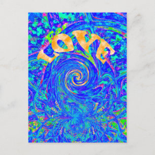 Beautiful Blue Liebe Print Flash Vektor Kunst Postkarte
