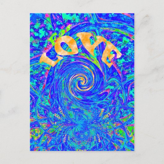 Beautiful Blue Liebe Print Flash Vektor Kunst Postkarte (Vorderseite)