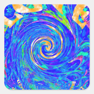 Beautiful Blue Liebe Print Flash Vektor Kunst Quadratischer Aufkleber