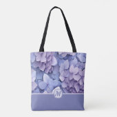 Beautiful Blue Lila Hydrangea Monogram Tasche (Rückseite)