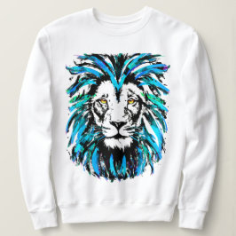 Beautiful Blue Lion Face - White Lion Sweatshirt