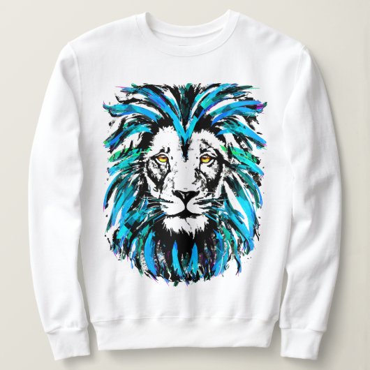 Beautiful Blue Lion Face - White Lion Sweatshirt (Design vorne)