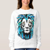 Beautiful Blue Lion Face - White Lion Sweatshirt (Vorderseite)