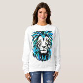 Beautiful Blue Lion Face - White Lion Sweatshirt (Vorne ganz)