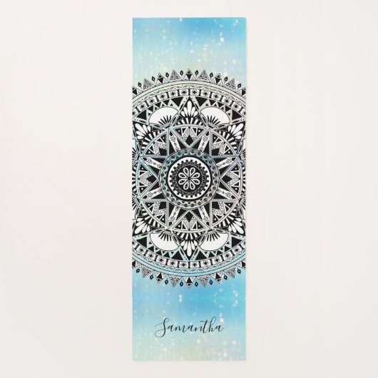 Beautiful Blue Mandala Geometric Pattern Name Yogamatte (Rückseite)