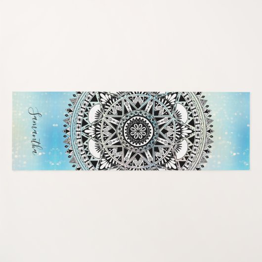 Beautiful Blue Mandala Geometric Pattern Name Yogamatte (Vorderseite (Horizontal))