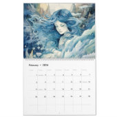Beautiful Blue Mermaid Watercolor Kalender (Feb 2026)