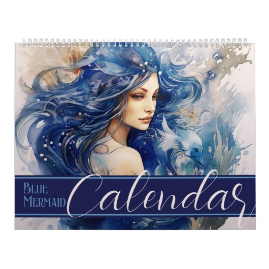 Beautiful Blue Mermaid Watercolor Kalender (Titelbild)