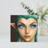 Beautiful Blue Mit Augen Fairy Feiertagskarte (Stehend Vorderseite)