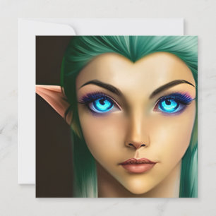 Beautiful Blue Mit Augen Fairy Feiertagskarte