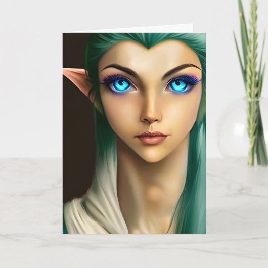 Beautiful Blue Mit Augen Fairy Geburtstag Karte (Vorderseite)