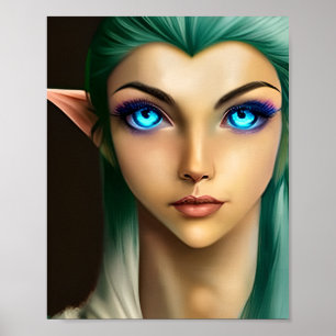 Beautiful Blue Mit Augen Fairy Poster