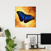 Beautiful Blue Morpho Butterfly Bokeh Poster (Heimbüro)