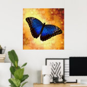 Beautiful Blue Morpho Butterfly Bokeh Poster (Heimbüro)