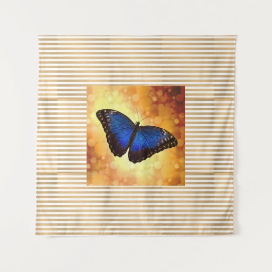 Beautiful Blue Morpho Butterfly Bokeh Poster Wandteppich (Vorderseite)