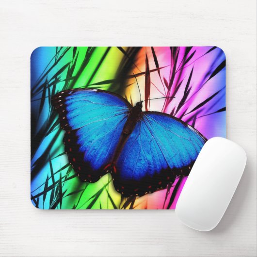 Beautiful Blue Morpho Butterfly Mousepad (Mit Mouse)