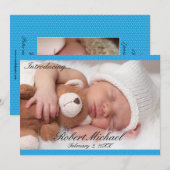 Beautiful Blue Newborn Boy Ankündigung (Vorne/Hinten)