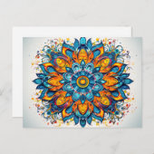 Beautiful Blue Orange Mandala Geometric Muster Postkarte (Vorne/Hinten)