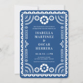 Beautiful Blue Papel Picado Inspiriert Hochzeit Einladung (Vorderseite)