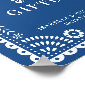 Beautiful Blue Papel Picado Wedding Reception Zeic Poster (Ecke)