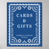 Beautiful Blue Papel Picado Wedding Reception Zeic Poster (Vorne)