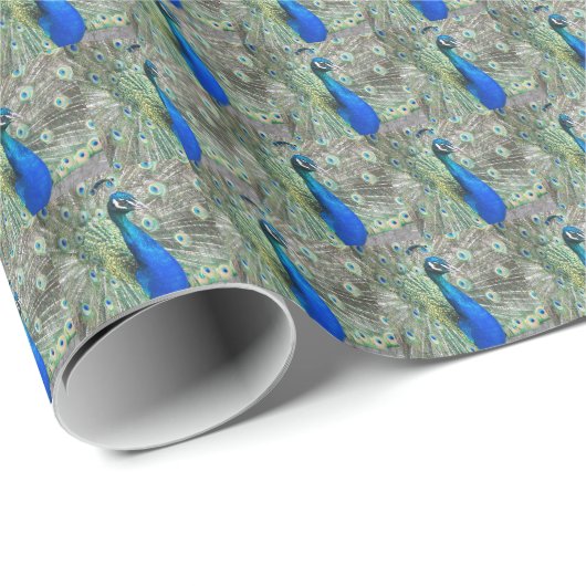 Beautiful Blue Peacock Feathers Geschenkpapier (Rolleneckpunkt)