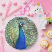 Beautiful Blue Peacock Feathers Pappteller (Party)