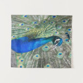 Beautiful Blue Peacock Feathers Wandteppich (Vorderseite (Horizontal))
