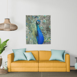 Beautiful Blue Peacock Feathers Wandteppich